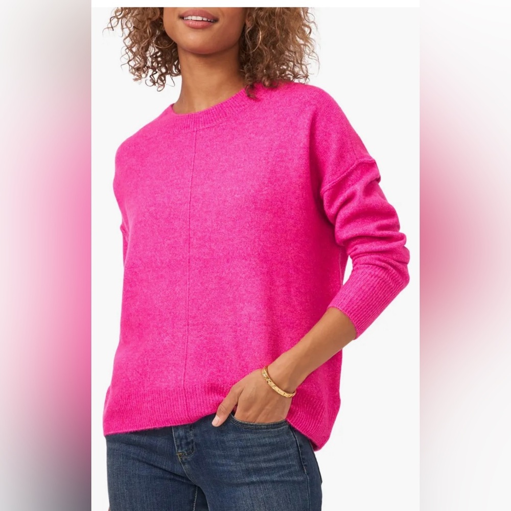 Vince Camuto Vibrant Pink Crew Neck Sweater